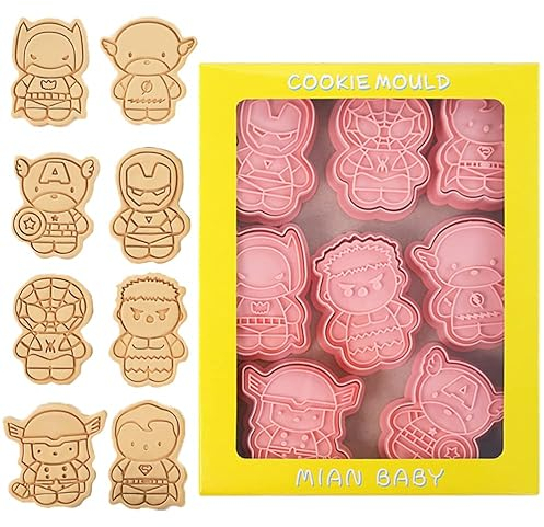 Formine Per Biscotti 8pcs Formine Biscotti Supereroi,Supereroi Tagliabiscotti Stampini Tagliapasta Tagliapasta Per Biscotti Torta Sugarcraft Decorazioni Set Da Forno Per Bambini Per Torta Decorazioni