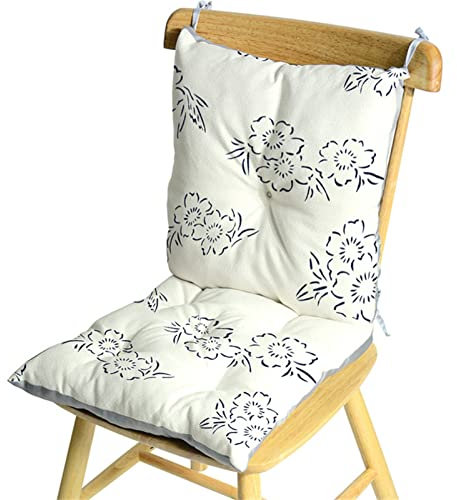 EXQULEG 1pcs Hochlehner Auflage 40x80cm - Sitzpolster Sitzkissen mit Drucken Stuhlauflage Outdoor Sitzauflage für Garten oder Terrasse (F,Baumwolle und Leinen)