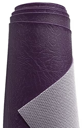 A-Express Heavy Thick Faux Leather Fabric Grained Leatherette Vinyl Leathercloth Automotive Home Decor Upholstery Material - Purple 1 Metre 100cm x 140cm