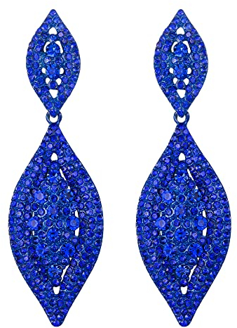 EVER FAITH Damen Ohrringe Österreichische Kristall Hochzeit Braut Charm 2 Blatt Drop Baumeln Ohrstecker Blau