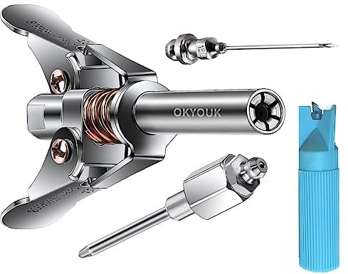 OKYOUK World's Smallest Dual Handle Coupler Kit (Only 0.53 ) with Cleaning Tool,Quick Release Grease Coupler Tips for Recessed Zerk Fittings,Fit All 1/8 NPT Manual/Electric Grease Gun