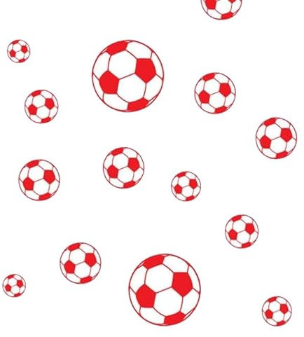 Gift Island Football Stickers Multipack - 22 Decals Vinyl Wall Stickers for Boys Room, Vinyl Football Wall Art Stickers for Boys Bedroom Playroom Living Room Window Door Decoration (Red-White)