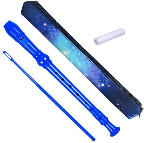 Auteey 8 Holes Soprano Recorder with Cleaning Rod and Bag, Professional German Style C Key Recorder for Kids Beginners Students(Blue)