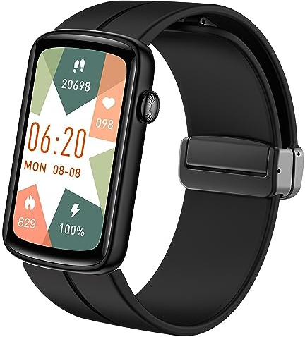 Blueshaweu 16mm armband Kompatibel für SHANG WING Lynn2 Smartwatch, Silikon Dual Magnetisch Einstellbar Armbänder Kompatibel mit SHANG WING L2 Smartwatch (schwarz)