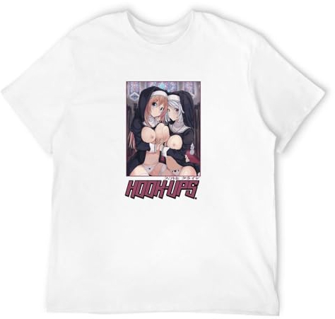 Vintage Hook-Ups Skateboard Nun Naugty Girls Decal Hentai Men's T Shirt Size M
