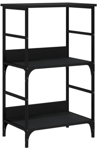 vidaXL Bücherregal, Bücherschrank mit 2 Fächern, Regal mit verstellbaren Beinen, Standregal Aktenregal für Wohnzimmer Büro, Schwarz Holzwerkstoff