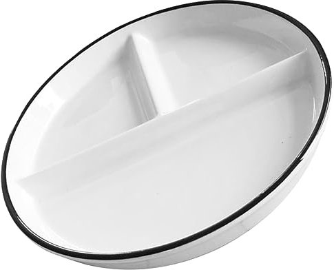 HOMSFOU Plaque De Perte De Poids Plateau Assiette Divisée Avec Contrôle Des Portions Plaque De Compartiment Plaque De Séparation Des Aliments Céramique Récipient Blanche Ménage