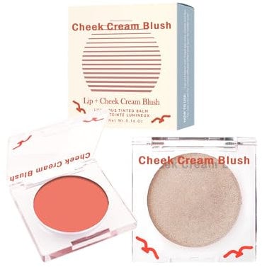 2Pcs Rouge & Highlighter Cream für Gesicht, Multi-use Soft Rosa Blush Makeup Palette, Schimmer Highlighter Blusher, Cremige Hochpigmentiert Formel, Vegan, Langlebig Wasserdicht, Geschenke für Frauen-A