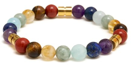 BERGERLIN 7 Chakra Armband - Echtes 7 Chakren Armband mit 3 Spacern - Größe M-L