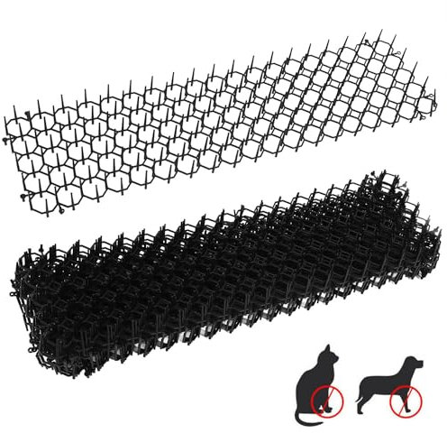 LIVHOME Set of 6 Flat Prickle Strip Dig Stopper, Cat Repellent Mat, Scat Mats, Digging Deterrent for Dogs Cats Fox Wild Animal Used Outdoors 49 x 14 x 2.7cm