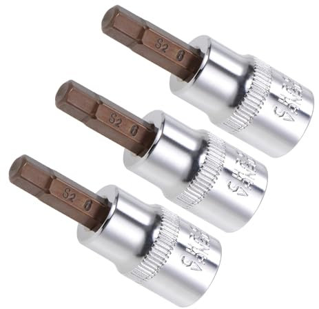 CoCud Hex Bit Socket, Metric H6 (6mm) Bit 3/8 Drive 1.5 Long, S2 Alloy Steel Heat Treated CR-V Socket - (Applications: for Fastener Application), 3-Pieces