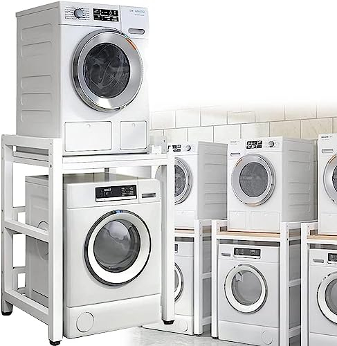 Over Washer Storage Unit, Drum Washing Machine Cabinet with 300kg Capacity - Stacking Kit for Washer and Dryer, Bathroom Kitchen Laundry Room Organizer