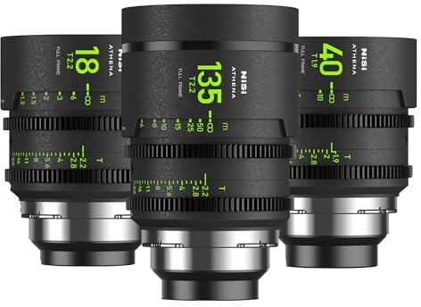 NiSi Athena Prime Cine Objektiv Add-on Set für ARRI PL-Mount | Inkl. 18mm T2.2, 40mm T1.9, 135mm T2.2, Hartschalenkoffer