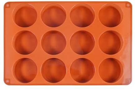 Holzsammlung Lot De 1 Moules Ronds En Silicone Pour Biscuits Au Chocolat, 12 CavitéS Cylindriques, Pour Muffins, Cupcakes, Brownies, Pudding 27 X 18 X 2,3 Cm