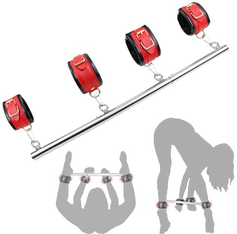Spreizstange für Frauen Sex, Handschellen Sex Bett mit fußfessel, WUUDOA Beinspreizer, BDSM Fesseln Spreizer, Spreizstange Sexspielzeug Verstellbar 61cm, Bondageset Fessel Set Anfänger