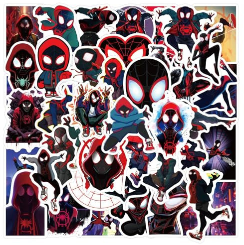50 Pcs Miles Morales Stickers for Kids Teens Adults Boys Girls Gift,Stickers Pack for Laptop,Skateboard,Luggage,Car,Bike, Cup,Computer,Water Bottle Decor,Miles Morales Vinyl Waterproof Sticker Decals