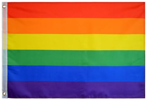 Regenbogen Rainbow LGBT Gay,LGBTQ Flagge 90 x 150 cm, Regenbogen Flagge,Gay Pride Flagge,Lebendige Farbe,Wetterfeste Fahne für Fahnenmast,Regenbogenfahne,100% Polyester