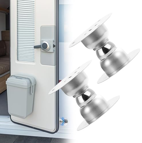 2 Stück Magnetischer Türhalter für Wohnwagen, RV Türstopper, Edelstahl Türfeststeller Türschnäpper mit Starkem Kleber und Schrauben für Wohnmobil, Anhänger, Bootsfächer, Wohnmobile Zubehör (Silber)