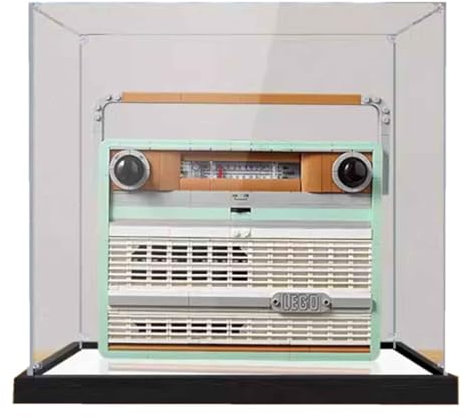 HAIWENFEIQI Scatola espositiva in acrilico per modello Lego 10334 Vintage Radio, scatola trasparente antipolvere, compatibile con kit di costruzione Lego 10334 (modello non incluso) (versione a