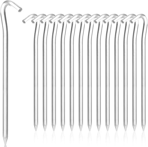 Piquetas Camping Suelo Duro para Actividades al Aire Libre: Pack de 14 de 18 cm Clavos Camping, estacas para Jardin, Ideales para jardín, Camping, Pesca y Tiendas de campaña.