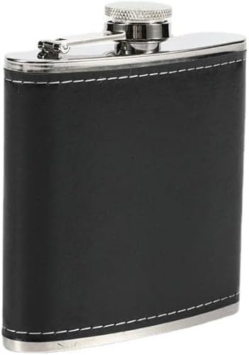 Petaca de 6 onzas, mini petaca de PU, petaca de metal portátil for hombres, botella de vino de bolsillo al aire libre, mini petaca pequeña for hombres