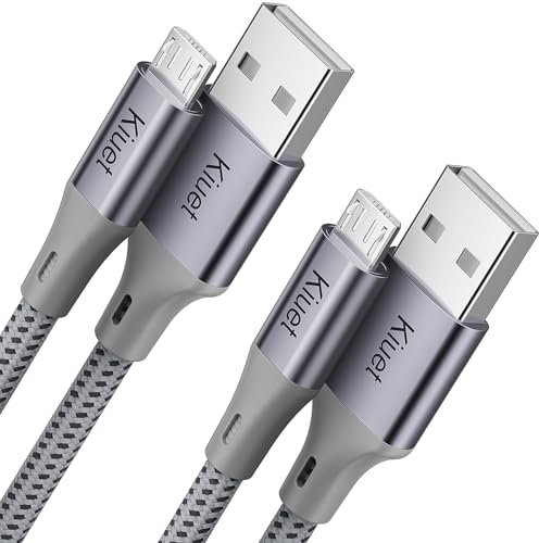 Micro USB Cable 3M 2Pack, Android Charging Cable, Micro Charging Cable Braided Compatible with PS4 Controller, Samsung Galaxy J7, S7, S6, Kindle Fire, Fire HD Tablet, HTC, LG, Motorola grey