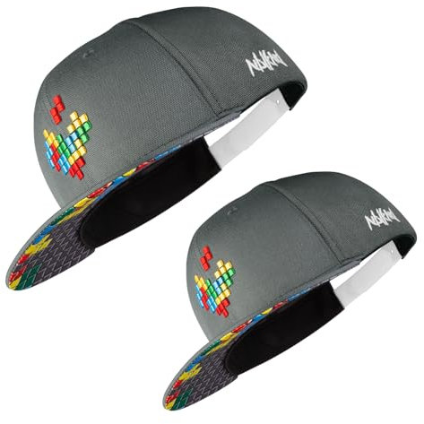 Nebelkind Snapback-Cap-Herren Damen Pixel, Einheitsgröße OneSize, Größenverstellbar, Unisex, hochwertige Basecap trendig, Streetwear Style, Baseball-Kappe mit geradem Schirm, Retro (Grau, Mehrfarbig)