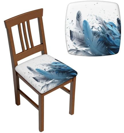 CSGJMYGS Esszimmerstuhlhussen für Esszimmer, Stretch-Stuhl-Sitzbezüge, Federn, fliegen in der Luft, Parsons-Stuhlschonbezug, abnehmbar, waschbar, Stuhlschoner für Küche, Esszimmer, 4 Stück