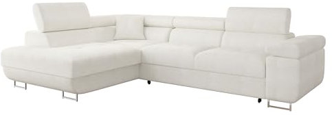 Mirjan24 Ecksofa Torezio mit Bettkasten, Einstellbare Kopfstützen, Sofa mit Schlaffunktion, Eckcouch für Wohnzimmer, Polsterecke, L-Form Couch mit Bettfunktion (Flow 06, Seite: Links)