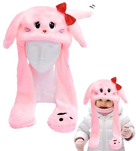 Shyllin Mütze mit Beweglichen Ohren, Hasenhut mit Beweglichen Ohren, Hasenohren Hut geeignet für Kostümparty, Weihnachtsfeier, Karneval, Cosplay
