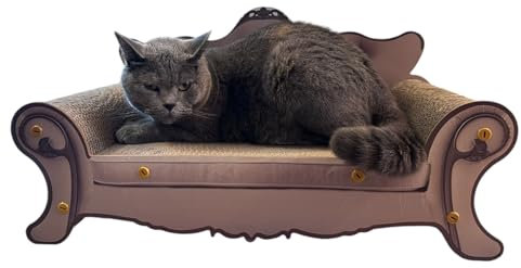 Sdraio per gatti e tiragraffi 2 in 1, in cartone per rilassarsi e affilare gli artigli, design elegante, divano antico 24285