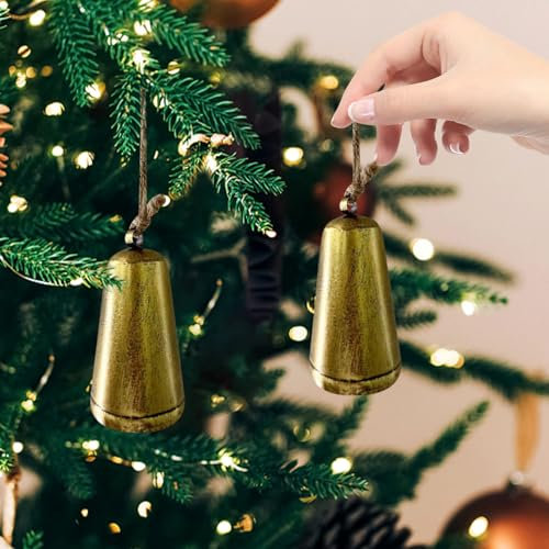 Campana di Natale in ottone, stile shabby chic, decorazione per albero di Natale