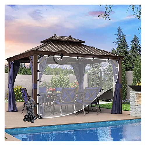 WXQTM Lona Transparente Impermeable, PVC Lonas a Prueba de Lluvia con Ojales, 0.35mm para Jardín, Piscina, Coche, Personalizable (7x5m)
