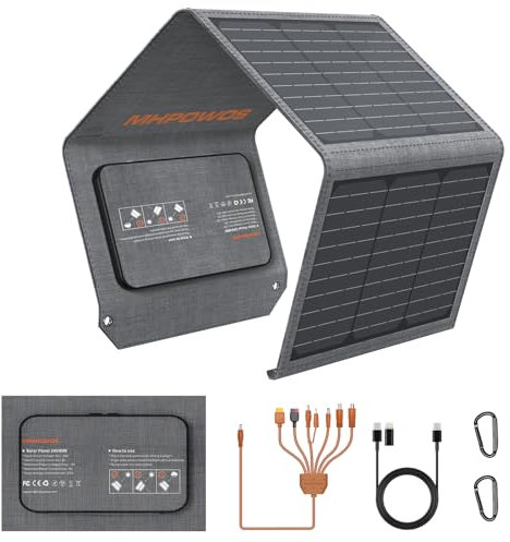 MHPOWOS Faltbares Solarpanel 40W 19V Tragbares Solarladegerät mit USB C, USB A und DC Ausgängen, Mini-Ladegerät in Buchgröße für iPhone, iPad, Powerbank, Camping, Wandern, Outdoor Reisen