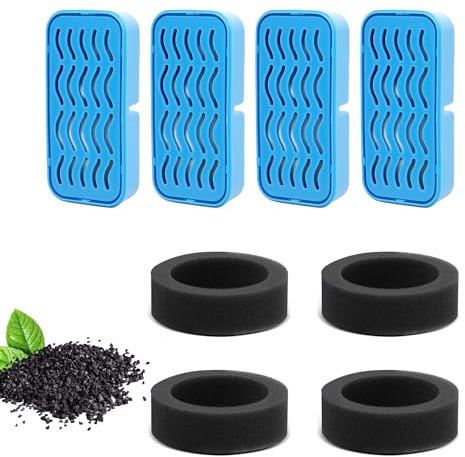 4 Stück Filter + 4 Stück Schaumstofffilter für Katzenbrunnen – Ersatzfilter mit Aktivkohle & Schwamm