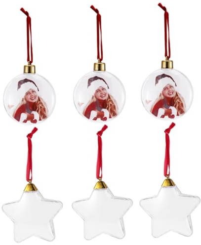 ERINGOGO 6pezzi Pendenti Natalizi Da Appendere Cornice Portafoto Decorazioni Fotografiche Per Albero Di Natale Artigianato Natalizio Durevole Ornamenti Per Natale Personalizzabili