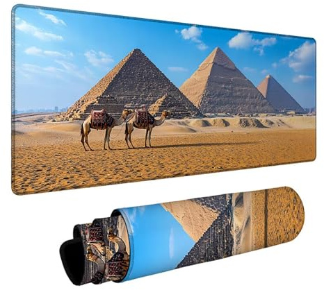 Mauspad Pyramide Mauspad XXL 140 x 60 x 0.3cm, Mousepad Antirutsch Gummibasis Schreibtischunterlage für Büro Gaming, Mouse Pad Landschaft für Pc Gaming Tastatur Kabellos Laptop Herbstdeko DBYH-8407