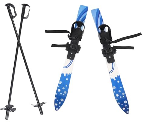 Kids Skis with Poles for Beginners, Cross Country Ski Set for Boys & Girls 2-8 Years Old, 110 lbs Load Capacity Snow Skis with Adjustable Bindings for Outdoor Skiing, Blue