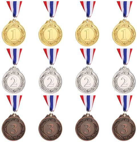 Simpeak 12 Stück Medaille, Auszeichnungen Siegermedaillen für Champions, Sportwettkämpfe, Mottopartys Preisverleihungen Schüleranreize Medaillen Fußball Gewinner Tagesspiele, 2 Zoll