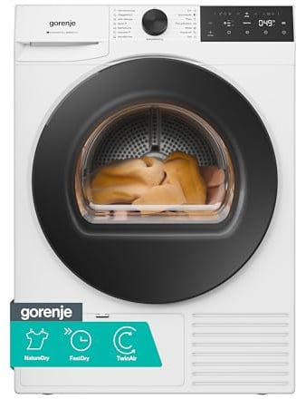 Gorenje D5G49D Trockner/Kondensation mit Wärmepumpe /9kg /15 Programme/ConnectLife/Made in EU/FastDry/TwinAir/Feuchtesensor/NatureDry/Anti-Allergie/EasyClean-Filter/Energieeffizienzklasse: D