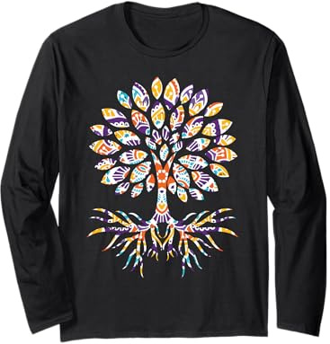 Arbre de Vie Mandala Noir Méditation Yoga Cadeau Manche Longue
