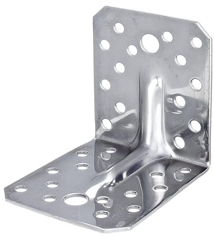 Alberts 335267 Schwerlast-Winkelverbinder mit Sicke | Edelstahl | 105 x 105 x 90 mm
