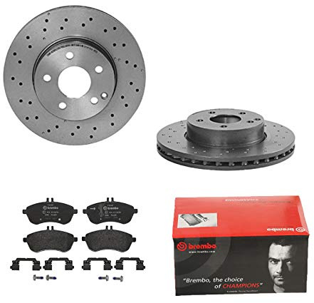 2 Bremsscheiben belüftet 295 mm + Bremsbeläge Vorne von Brembo Gelocht/innenbel (1420-54308) Bremsensatz Bremsanlage Bremsen-Kit,Bremsenset, Bremsscheiben, Bremsbeläge, Bremsen-Set, Beläge,