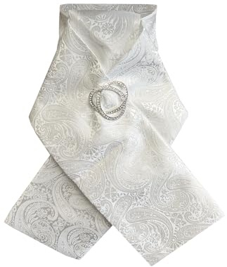 Equetech Ready-Tied Riding Stock – White Paisley Equestrian Dressage Tie (Stock Pin Not Included)