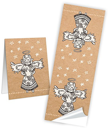 Logbuch-Verlag 50 Weihnachtsbanderolen Engel Christkind Aufkleber 5 x 14,9 cm Weihnachtsengel Schutzengel Sticker selbstklebend