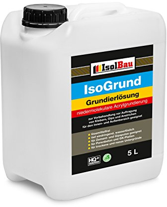 Isolbau IsoGrund Grundierlösung - 5 L Niedermolekulare, Gebrauchsfertig Acrylgrundierung für Innen & Außen - Für professionelle Grundierung