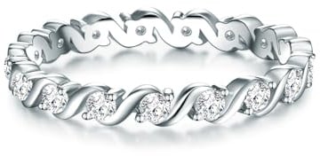 Trilani Damen Ring 925/- Sterling Silber | rhodiniert, Memoirering, Zirkonia, weiß, Brillantschliff