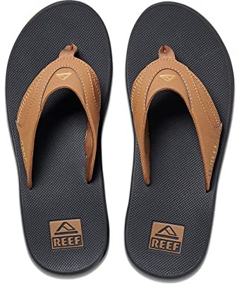 REEF Tongs Fanning pour homme, soutien de la voûte plantaire, semelle extérieure durable, résistante à l'eau, avec décapsuleur intégré, Gris kaki., 4