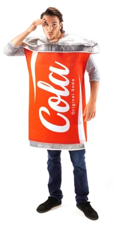 Getränkedosen-Kostüm, zum Hineinschlüpfen, Halloween-Kostüm für Damen und Herren, Einheitsgröße, rote Cola-Getränkedose