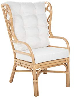 KOUBOO Rattan Chairs Wingback Cushions, Natural Chippendale Style Chair, Non-Slip Rattan Chair Pads, Comfortable Cushions Accent Chair for Indoor, Mid-Century Modern, Light Brown